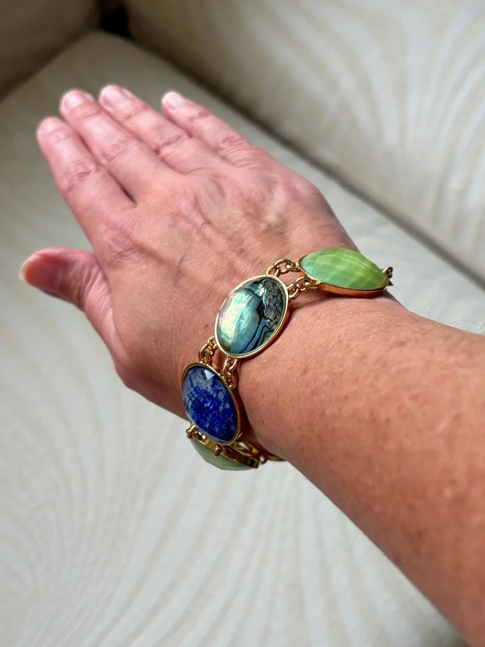 kate spade Gold-Tone Bracelet with Green and Blue Stones